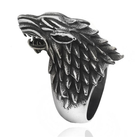 Game of Thrones Stark Direwolf Ring Wolf Head Cosplay Rings Jewelry